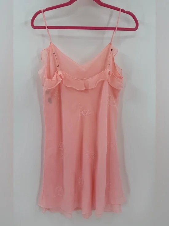 Vintage Y2K Lingerie Coquette Girlie Sheer Pink Slip Dress - Picture 3 of 4